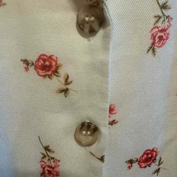 Forever 21 Halter Sleeveless Polo Button Down Dress Blue w/ Flowers Sz L - Picture 4 of 14